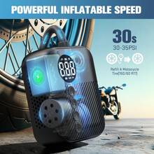 Carsun Mini Portable Electric Bike Air Pump, Wireless Tire Inflator, 150PSI Wireless Digital Display Version - 150g, Palm-Sized, Accurate Display - Automatic Shut-Off When Inflation Is Complete, Bike Accessory - Wireless - View 4