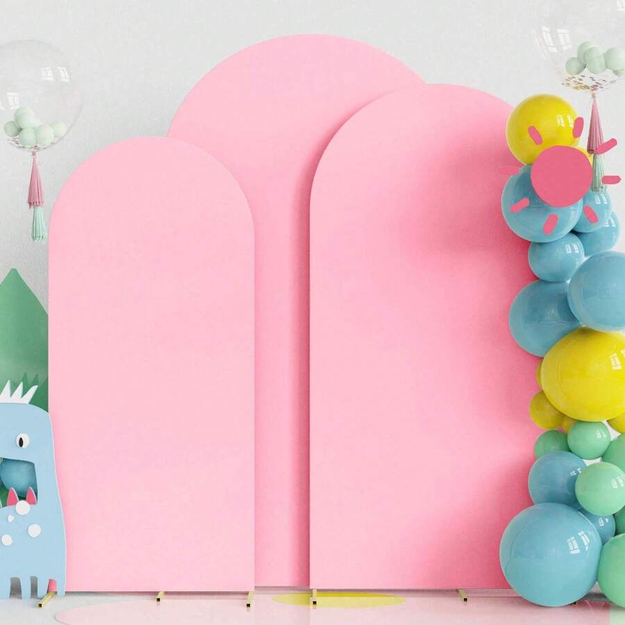 Pink Arch Backdrop, 5ft, 6ft, 6.6ft, 7.2ft Wedding Arch Cover 2pcs Spandex Fabric Arch Backdrop Dome Arch Backdrop Fabric Suitable For Birthday Party Wedding Arch Frame Decoration (Arch Frame Not Included, Fabric Backdrop Only)