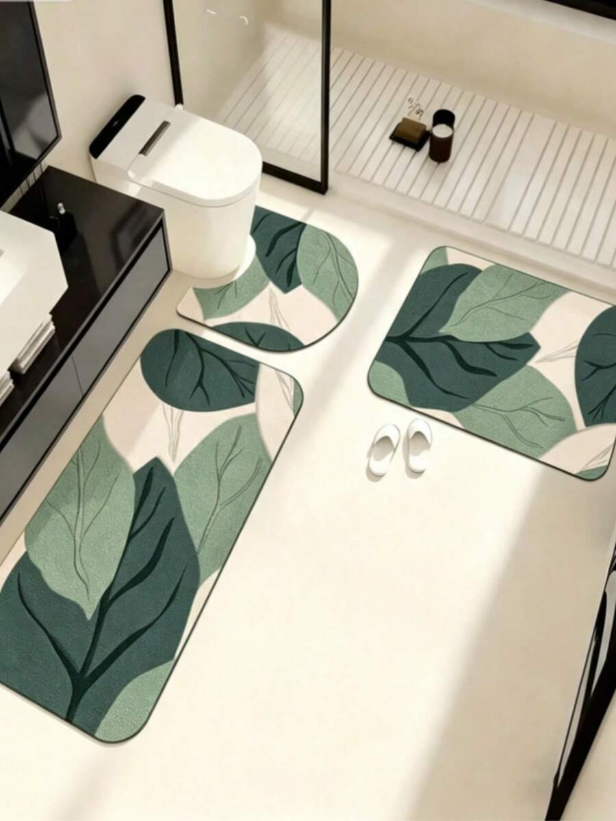 1pc/2pcs/3pcs Gold Flower Pattern Decorative Floor Mat, Room Decor, Bathroom Rug, Doormat, Small Rug, Carpet, Home Decor, Area Rug, Outdoor Mat, Bedroom Carpet, Washable Rug - Multicolor 5 - View 1