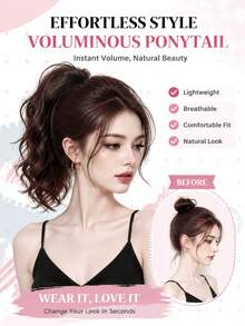 Fluffy Short Curly Ponytail Hair Extension High Bun Synthetic Hair Accessory Elastic Hair Tie Bun Hair Scrunchie For Women Daily Party Date - Multicolor - View 8