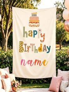 Customized Name Birthday Backdrop Banner, Personalized Happy Birthday Background Wall, Birthday Party Decoration, Graduation And Housewarming Banner, Party Decor, Outdoor Wall Art Background, Aesthetic - Multicolor - View 6