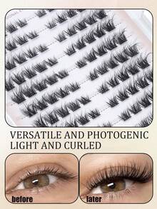 120 Clusters False Eyelashes D Curl Effect Cross Single Cluster Natural Style Suitable For Various Occasions - D - View 7