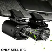 Car Clip-On Fan, 100-Speed Multi-Function Stepless Adjustable Mini Fan, 1400mAh Battery Powered Personal Fan, 360° Adjustable Mini Cooling Fan With Digital Display, Powerful Airflow, Suitable For Outdoor Cycling, Hiking, Camping And Daily Use - A - View 2