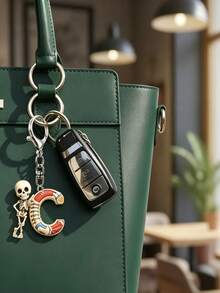 2D Flat Halloween Acrylic Keychain, 26 Letters Skull Medical Model Key Ring, Fashion Bag Charm, Perfect Gift For - Skeleton - View 3