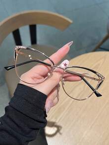 1PC Women's New High Definition Rhinestone Cat Eye Reading Glasses, Versatile Casual Daily Use For Computer, Reading, Gaming, Available In 100, 150, 200, 250, 300, 350, 400 Degrees - Transparent - View 6