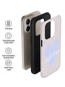 1pc Sweet Girl Gentle Style Macaron Striped Heart Letter Slogan Pattern Design, Phone 17 Pro Max Phone Case, Suitable For Phone 16 Pro Max, 15 Pro Max, 14 Pro Max, High-End Fashionable And Interesting Phone Case, Compatible With 11/12/13/14/15/16 Pro Max Plus, Elegant Design Suitable For Men And Women, Perfect Gift For Friends, Besties On Holidays, Birthdays, Daily Life, Anniversaries! - Multicolor - View 4