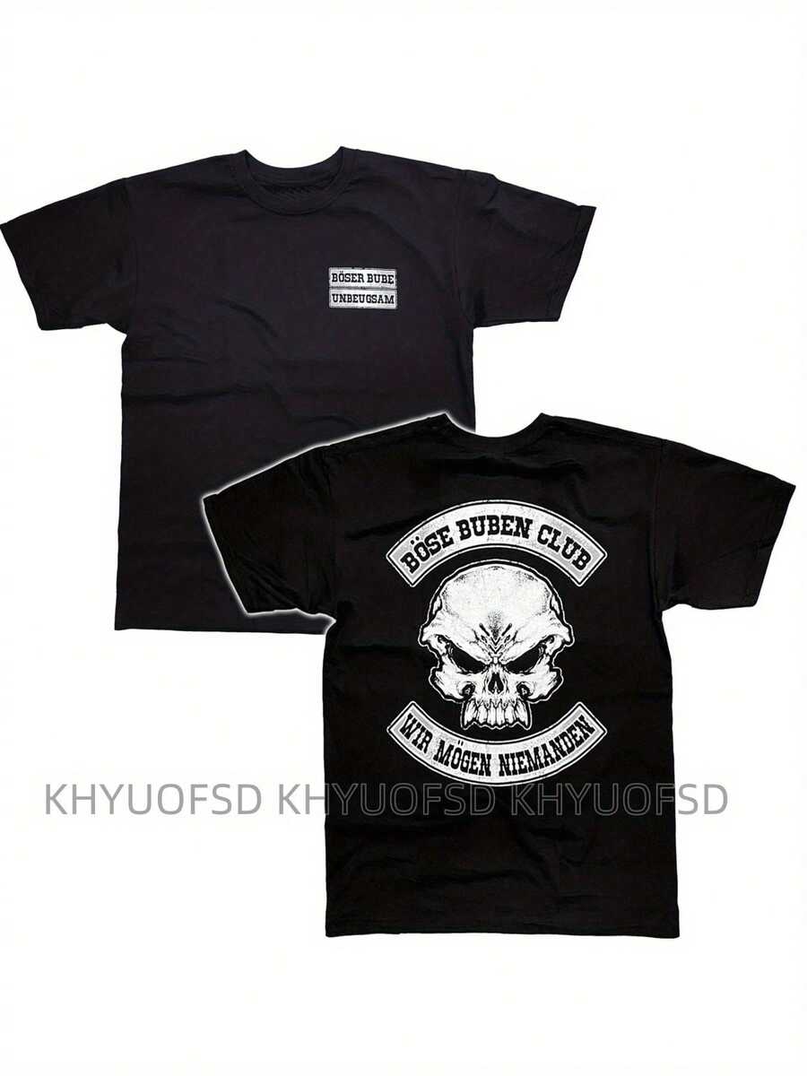 Camiseta Gráfica para Hombre Bose Buben Shirt Patch 2 Unyielding WMN - Estampado de Calavera y Texto, Transpirable, Corte Regular, Manga Corta, Lavable a Máquina, Camiseta Casual para Vestim - Negro - Ver 1