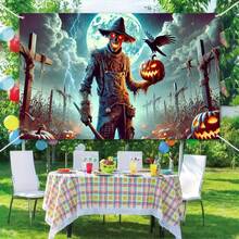 1Pc Halloween Banner Blood Print Horror Pumpkin Castle Bat Zombie Skeleton Pattern Happy Halloween Theme Party Decoration Indoor And Outdoor Decoration Photography Background Wall Art Halloween Home Decoration - V0155 - View 4