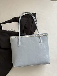 Premium Large Capacity Handbag For Women, Fashionable Versatile Casual Minimalist Commuter Shoulder Tote Bag - Blue - View 6