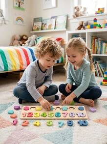 MINKOJA 1 Montessori Wooden Puzzle Toy, Arithmetic Board Multifunctional Teaching Aid, Early Learning, Parent-Child Interaction, Christmas And Halloween Children's Gift (Colors Of Numbers And Graphics Are Random) (Product Size As Shown In The Picture) - Multicolor - View 3