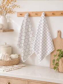MEMNUN 2件裝奶茶色格紋花卉印花廚房抹布洗碗布 15.75*23.62in(40*60cm) 超細纖維聚酯材質 現代柔軟洗碗布 廚房抹布、洗碗布、手巾、抹布、家居裝飾、廚房裝飾、烹飪烘焙手巾 廚房配件 可機洗 清潔日用品 適合餐廳廚房日常裝飾與禮品 四季通用 - 彩色 - 查看 10