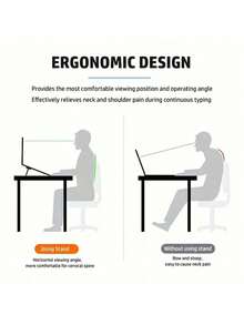 2 Peças Suporte Ergonômico Ajustável para Laptop, Elevador de Laptop Portátil, Adequado para Mesa de Escritório, Home Office e Viagem, Design de Fixação Segura, Economiza Espaço, Estável e Durável, Fácil Instalação - Visão 5