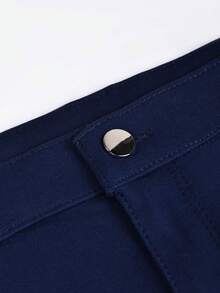 Apperloth A Plus High Waist Pocket Zipper Fly Solid Skinny Trousers - Royal Blue - View 7
