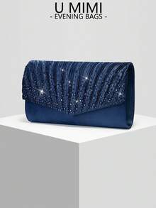 New Women's Sparkling Rhinestone Evening Bag, Bridal Wedding Bag, Versatile Handbag, Crossbody Bag, Wedding Season Bag, Perfect For Weddings, Conferences, Banquets, Parties, Balls, Beach Parties, Best Gift For Women - Blue - View 3
