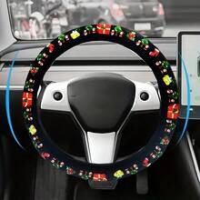 1pc Christmas Style Car Steering Wheel Cover, All-Season Universal Steering Wheel Protector - A - View 1