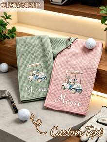 Personalized Golf Towel, Customizable Initial/Name And Floral Pattern, High-Quality Quick-Dry Sports Towel With Clip - Multicolor - View 4