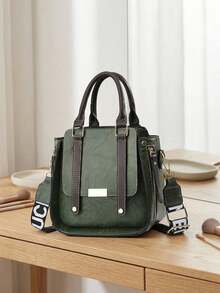 Women Fashion Handbags Top Handle Shoulder Bag Wallet Classic Vintage PU Leather Shoulder Bag Casual Crossbody Bags For Valentine's Day Use - 軍綠色 - 查看 4