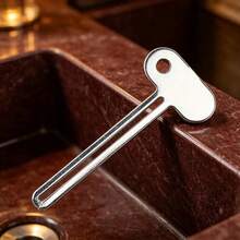 1pc Space-Saving Stainless Steel Manual Toothpaste Squeezer Key-Style Dispenser, Multi-Scenario Cosmetic Extruder, Bathroom Bedroom Home Use, Durable Rust-Proof Metal, Daily Necessities - As Picture Show - View 1