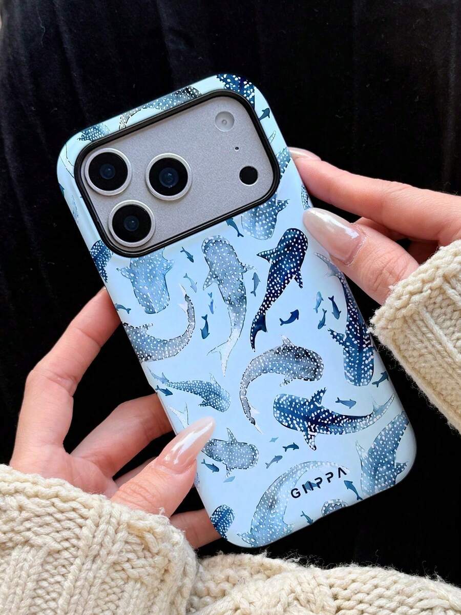 1pc Whale Shark Design Phone 17 Pro Max Case, Suitable For Phone 16 Pro Max, 15 Pro Max, 14 Pro Max, Korean Stylish And Interesting Phone Case, Compatible With 11/12/13/14/15/16 Pro Max Plus, Elegant Design Suitable For Both Men And Women, Ideal Gift For Christmas, Valentine's Day, Easter, Wedding Season And Birthday For Girlfriend - White 1 - View 1