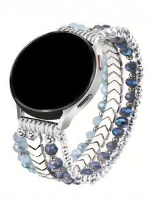 1pc Handmade Beaded Bracelet Compatible With Samsung Galaxy Watch9/8/7/6/5/4 Watch Band Compatible With Galaxy Watch7ultra1 47mm Watch Band Women's Men's Style, 20mm Handmade Fashion Elastic Beaded Bracelet Watch Band Compatible With Watch9ultra2 47mm Watch9 40mm Watch9 44mm - Silver - View 15