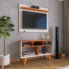 Rack com Painel para TV até 44 polegadas FullDecor - Mod.0710 - Off White/Nature - Visão 10