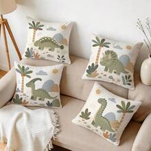 Childhood Dinosaur Tree Pattern Pillowcase, No Insert, Single-Sided Print Pillowcase, Suitable For Living Room Bedroom Home Decor, All-Season Pillowcase - Multicolor - View 9