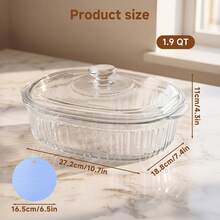 Senmeo Oval Glass Casserole Dish, Lidded Transparent Glass Ovenware, Fridge & Dishwasher Friendly Kitchen Catering Storage Bowl Oven Baking Pan - View 4