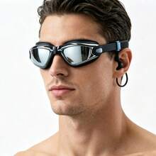 Adult Swimming Goggles With Built‑In Ear Plugs, Anti‑Fog Waterproof Large Frame Swim Glasses For Men Women - Multicolor - View 1