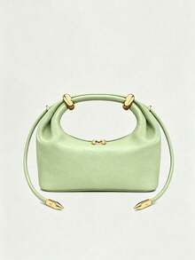 Dedoo European And American Fashion Lychee Texture Solid Color Metal Ring Luxury Handbag - Green - View 5