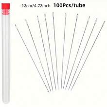 10/100/200pcs Ultra-Fine Beading Needles, Metal Sewing Needles For Jewelry Making, DIY Beading Tools (With Tube) - Silver - View 3