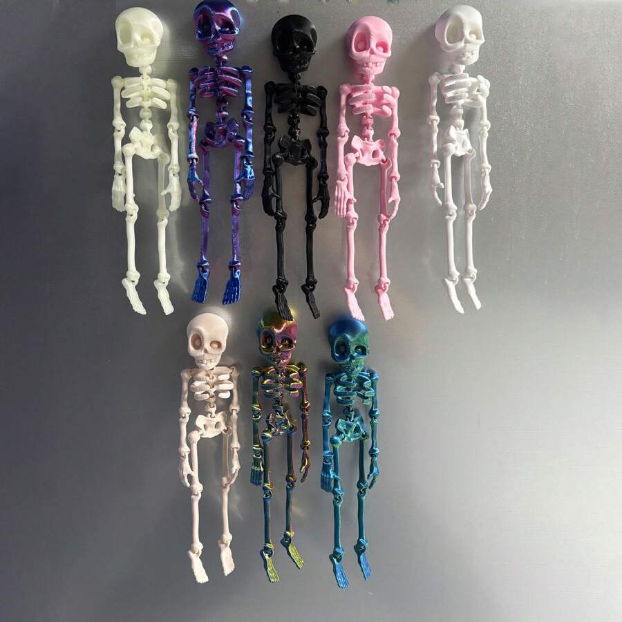 1件(隨機顏色)3D列印骨架關節可動萬聖節玩具創意冰箱磁鐵桌面擺飾辦公桌裝飾節日裝飾書桌配件成人玩具 - 彩色 - 查看 1