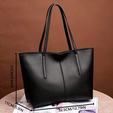 Women's Tote Bag, New Minimalist Business Style Large Capacity Shoulder Tote Bag, Suitable For Commuting, Office And Business Travel - Black - View 4