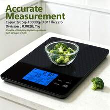 10kg/22lb Smart Digital Food Kitchen Scale With Nutrition Calculator, Screen Displays Nutrition Info, Free App To Track Calories & Macros, Convenient For Portion Control & Meal Prep (Batteries Not Included) - Grey - View 5