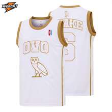Men's OVO Owl Embroidered White Basketball Jersey, Streetwear Sports Tank Top - White - View 2