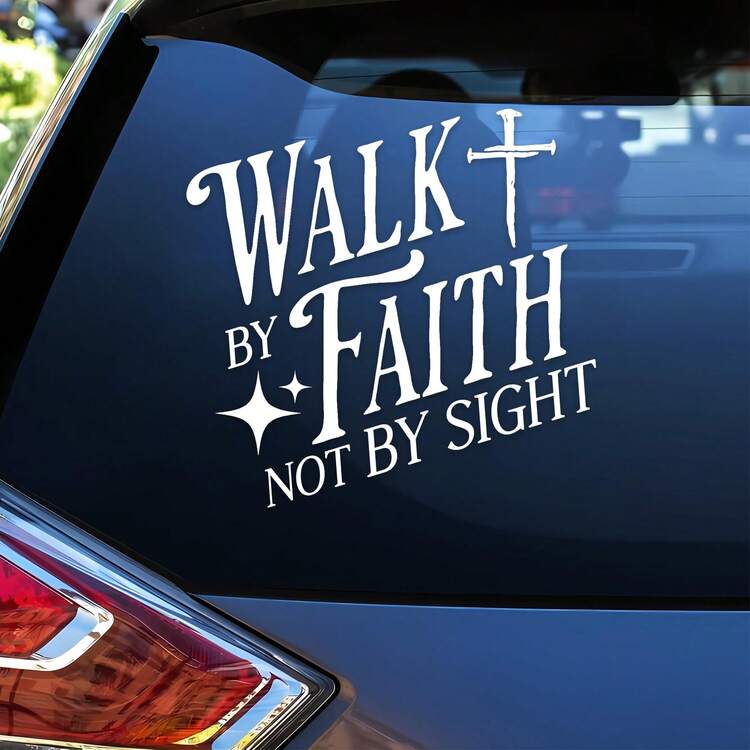 Walk By Faith Not By Sight Car Decal Christian Cross Religious Jesus Bible Verse Pray Humor Car Window Accessories Affirmations Vinyl Waterproof 6 Inches Bumper Sticker Gift For Mom Dad - Walking - View 3