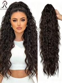 30 Inch Long Wavy Half-Up Hairstyle, Multi-Layer Synthetic Heat-Resistant Wig, Wavy Heat-Resistant Fiber Wig, 4 Curly Braids. Black And Brown Long Hair Accessories, Suitable For Party And Daily Styling, Suitable For All Women., Halloween - Multicolor - View 14