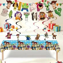 BUTTBILL Decorative Hanging Ornaments Toy Cowboy Theme Birthday Banner Hanging Swirl Tablecloth Decoration Set Birthday Party Decor - Multicolor - View 1