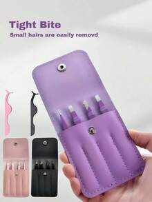 4pcs Stainless Steel Colorful Tweezers Set, High Precision Portable Eyebrow Removal Tool Set, Eyebrow Removal Beauty Makeup Tool, Purple, Pink And Black Optional (1pc/4pcs). Affordable Price, Suitable As Christmas Gift And More. Tweezers, Lash Artist Supplies, Eyelashes, Eyelash Tweezers - Multicolor - View 4