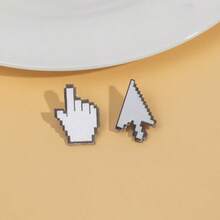 White Mosaic Arrow Finger Pointing Oil Drip Brooch - Multicolor - View 3