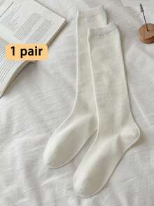 1/5 Pairs Women's Calf Socks, Solid Color Slimming Non-Slip Knee-High Slouch Socks, Suitable For Daily Wear - Multicolor - View 14