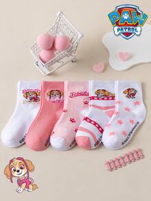 1/5/10 Pairs Paw Patrol Kids Socks, Cute Patchwork Puppy Design, Winter Mid-Calf Socks, Fun Christmas Gift - Multicolor - View 2