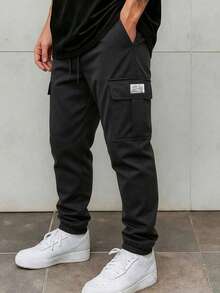 Men's Casual Outdoor Cargo Jogger Pants Sports Black Fall - Black - View 3