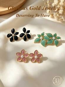 6/3 Pairs Premium Stainless Steel Earrings, Including Various Colors Of Flowers. Diverse Styles, Low-Allergenic Earring Set, Versatile And Elegant, Stainless Steel Earrings Suitable For Women's Daily Wear, Best Gift Choice For Women Friends On Christmas/Halloween And Other Holidays. - Oil Dripping Kit - View 5