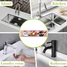 1pc Halloween Ghost Pumpkin Pattern Sink Faucet Absorbent Mat, Drainage Mat, Suitable For Kitchen, Bathroom Sink, Countertop, Drainage Mat, Diatomaceous Earth Material, Trimmable, Quick Dry Mat - Multicolor - View 8