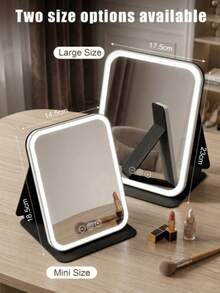 LED Makeup Mirror, Portable Vertical Folding Makeup Mirror, 3-Color Lighting, Dimmable Touch Screen, Compact Makeup Mirror, Best Birthday/Graduation Gift, Home Decor, Back To School Room Decor, Study Supplies - Multicolor - View 3