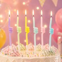 HIBIRTH 6pcs Creative Candy Color Thumb Up Rotating Candles, Happy Birthday Cake Decoration Candles, Party Celebration Wishing Baking Plug-In - View 3