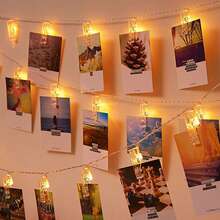 1pc Crystal Transparent Photo Clip String Lights, 10/20/30/40LED, Fairy Clip String Lights, Can Hang Photos, Battery Powered, Suitable For Couples Anniversary, Yard, Bedroom, Wedding, Birthday Party, Holiday Decoration (Batteries Not Included) - Yellow - View 13