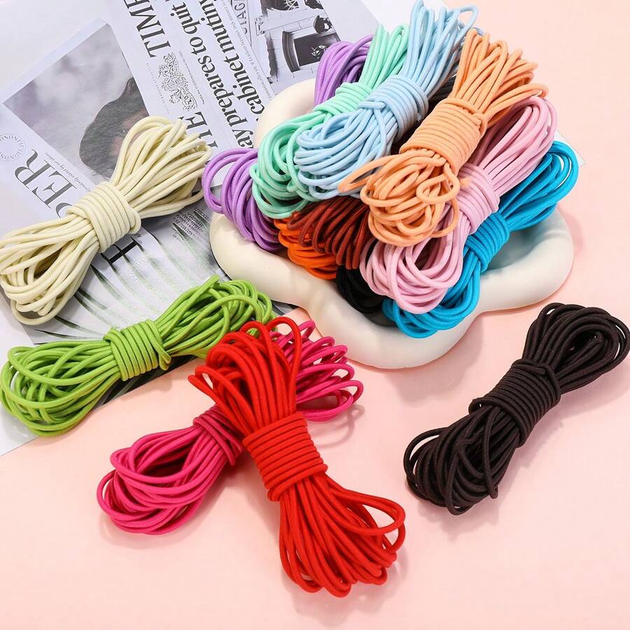 1pc 5 Yards 2mm Soft Round Elastic Band Flat Rubber Band Waistband Elastic Rope For Mask Making