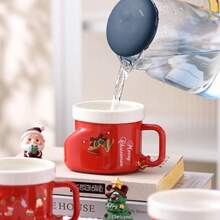 1pc/5pcs 300ml Ceramic Mug, Christmas Boot Shape With Reindeer Print, Suitable For Home Use, Holiday Decoration And Christmas Gift - Multi-color - Christmas Stocking Mug - View 7