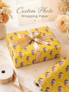 Custom Face Wrapping Paper Personalized Photo Gift Wrap Roll For Birthday Anniversary Wedding Groom Graduation Retirement Fun Creative Party Supplies DIY Face Wrapping Paper - Multicolor - View 9